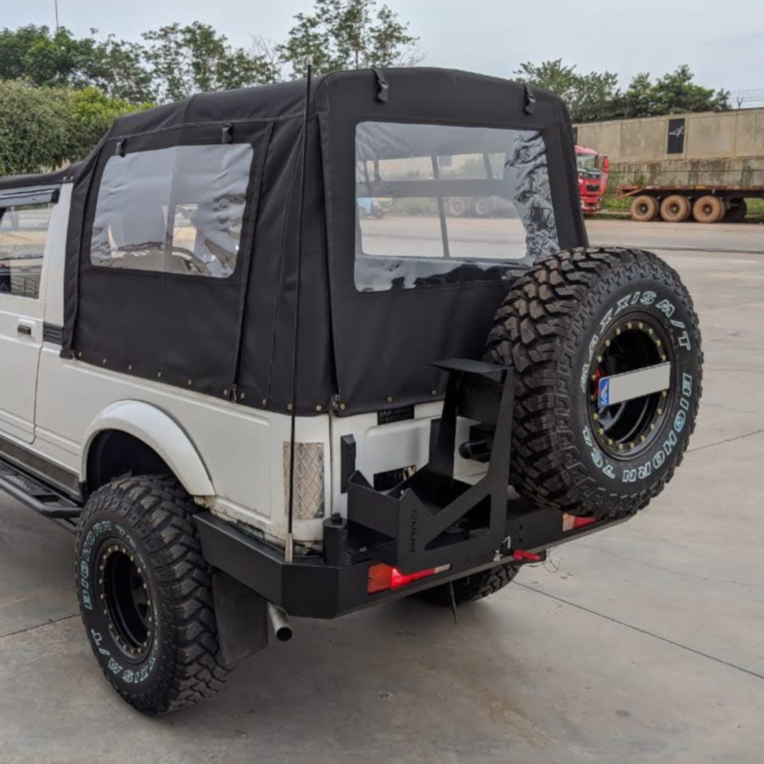 Rear Tandem Tyre Carrier with Jerry Can Holder - Maruti Suzuki Gypsy